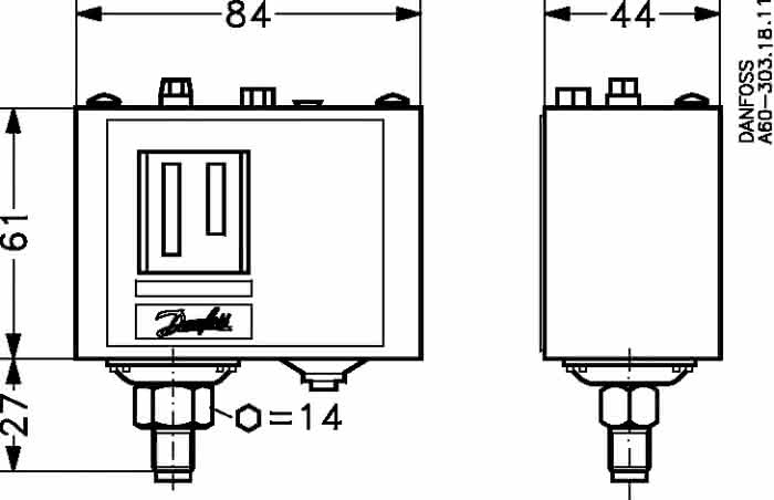 Danfoss Druckschalter KP5A M/36 8 bis 32bar, M10 x 0,75 Anschluss - Detail 1