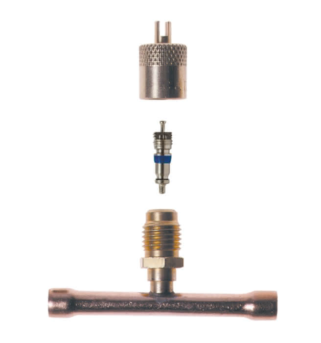 ITE T-Stück Schrader MV-8438 Messing 2x3/8" ODS 1x1/4" SAE aussen - Detail 1