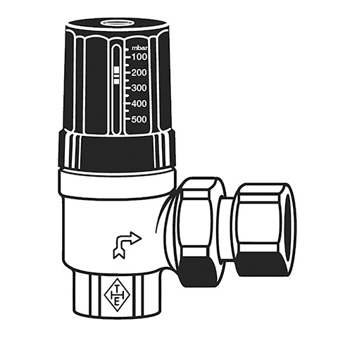 DAIKIN Überströmventil UESV 25 DN 25, mit Verschraubung in Eckform - Detail 1